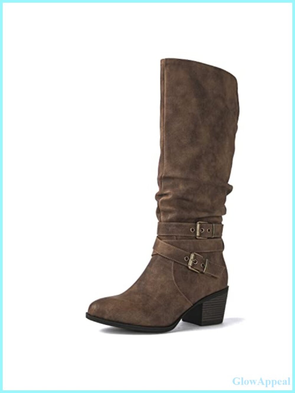 Women's Knee High Cowboy Boots Faux Leather Western Block Heel Tall Boots